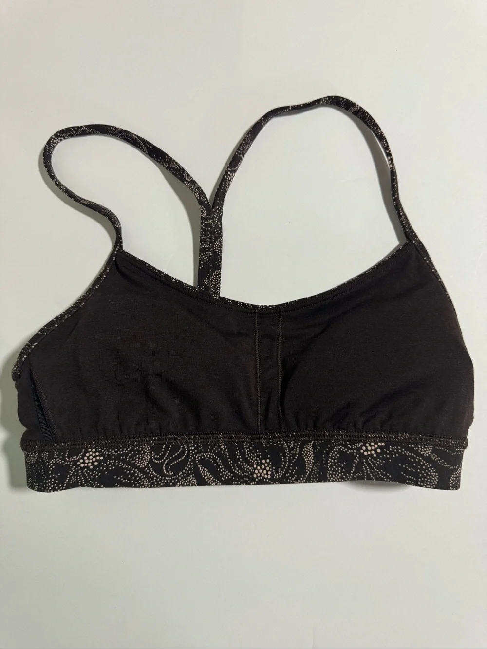 lululemon athletica dark brown Floral Dot Strappy Sports Bra